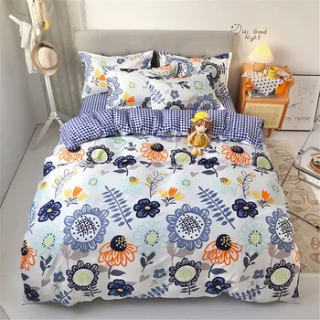 

Yuanmian 3/4pcs/Set Cartoon dinosaur printing Bed line duvet cover flat sheet pillowcase Bedroom Cover Set