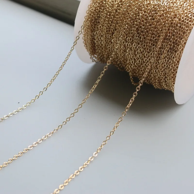 

14K Maintains Color Gold/0 Word Chain Semi-Finished DIY Accessory Chain 1.2/1.5/2.0 M