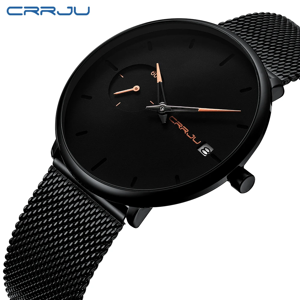 

CRRJU Men Watch Waterproof Date Calendar Analogue Wristwatches Mens Business Casual Quartz Watches For Man Clock Reloj Hombre