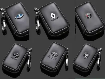 

Key holder for car keys wallet pouch bag Genuine leather keychain housekeeper car key case organizer key cover Logos for free