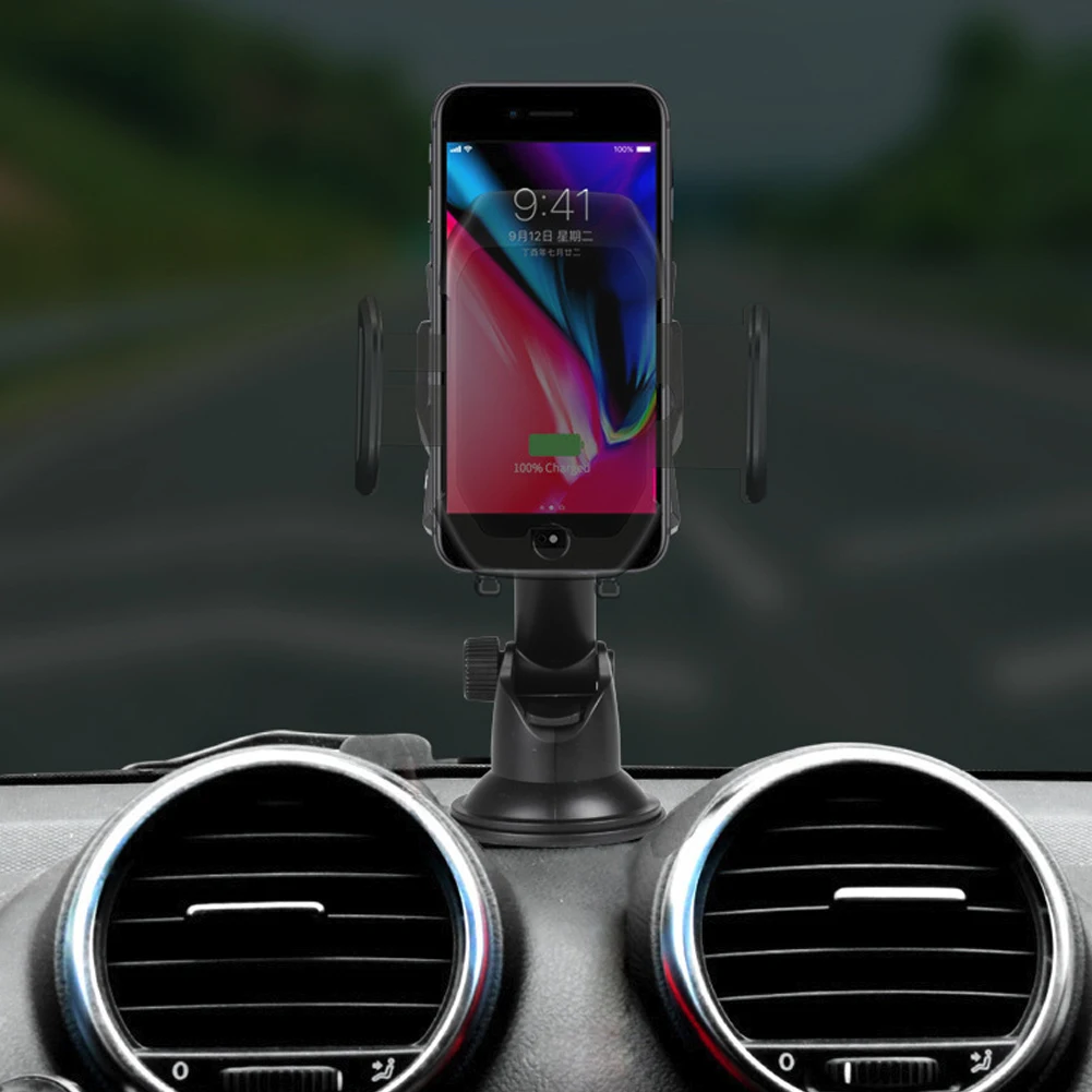 QI Беспроводная Быстрая зарядка автоматический автомобильный телефон смарт-датчик держатель для телефона Кронштейн для мобильного телефона с регулируемым положением зарядки