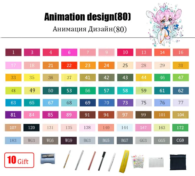 TouchFIVE 30/40/60/80/168 Color Alcohol Markers Dual Headed Artist  Sketch Oily Alcohol Ink Pen Marker For Animation Manga 80 Animation Set