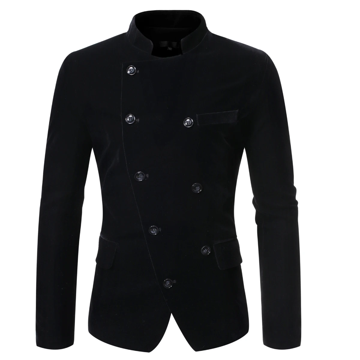 PUIMENTIUA 2019 New Mens Autumn Standing Collar Suit Jacket Solid Slim Blazers England Style Double Breasted Mens Blazer Suits PUIMENTIUA 2019 New Mens Autumn Standing Collar Suit Jacket Solid Slim Blazers England Style Double Breasted Mens Blazer Suits