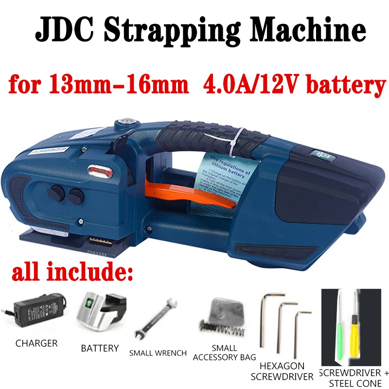 

Portable electric baler Strapping Machine for 13mm-16mm PET/ PP Plastic straps Powered Pallet wrapping Machine With 2 batteries