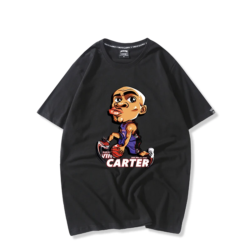 Винс Картер 15 забавная футболка с отворотом из мультфильма мужские футболки с короткими рукавами из хлопка с круглым вырезом для фанатов подарок