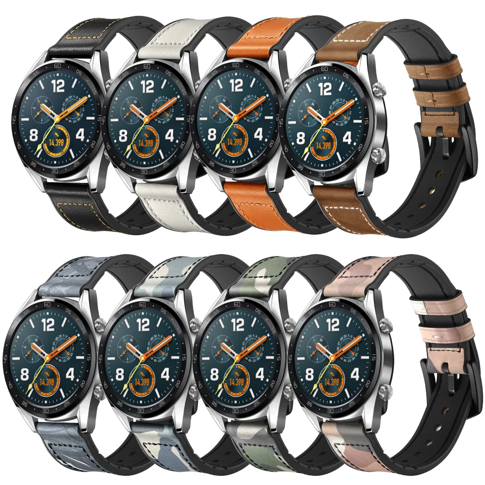 Совместимость с huawei Honor Magic Watch 2 ремешок для часов Силиконовый + натуральная кожа