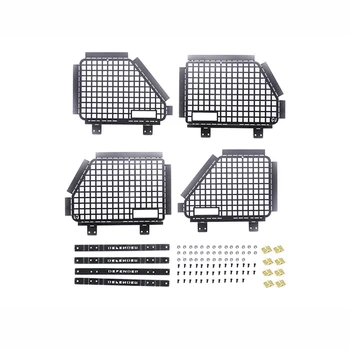 

4Pcs Metal Foldable Car Window Protective Net for 1/10 Rc Crawler Car Defender Trx 4 Window Guard Net Guardrail