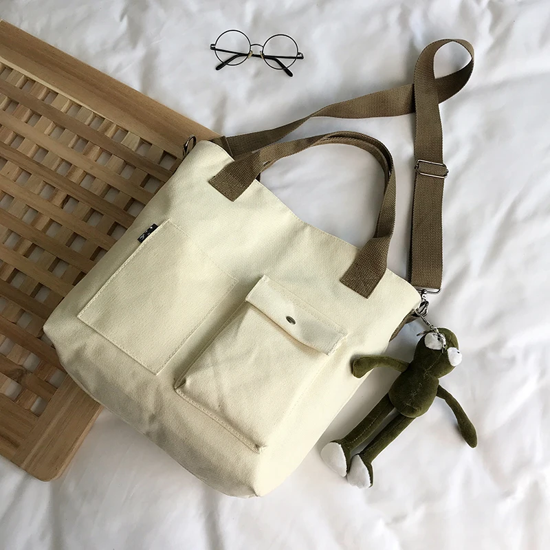 

2019 New Canvas Shoulder Bags Environmental Shopping Bag Tote Package Crossbody Bags Purses Casual Handbag For Women