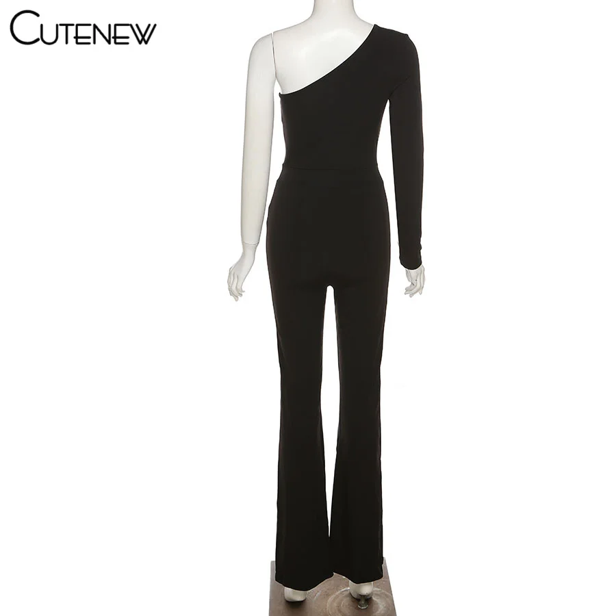 Sexy Mesh Patchwork One Shoulder Playsuits Women Elegant Solid Skinny Flare Pants Jumpsuit Fashion Lady Party Streetwear 15 Sexy Mesh Patchwork One Shoulder Playsuits Women Elegant Solid Skinny Flare Pants Jumpsuit Fashion Lady Party Streetwear