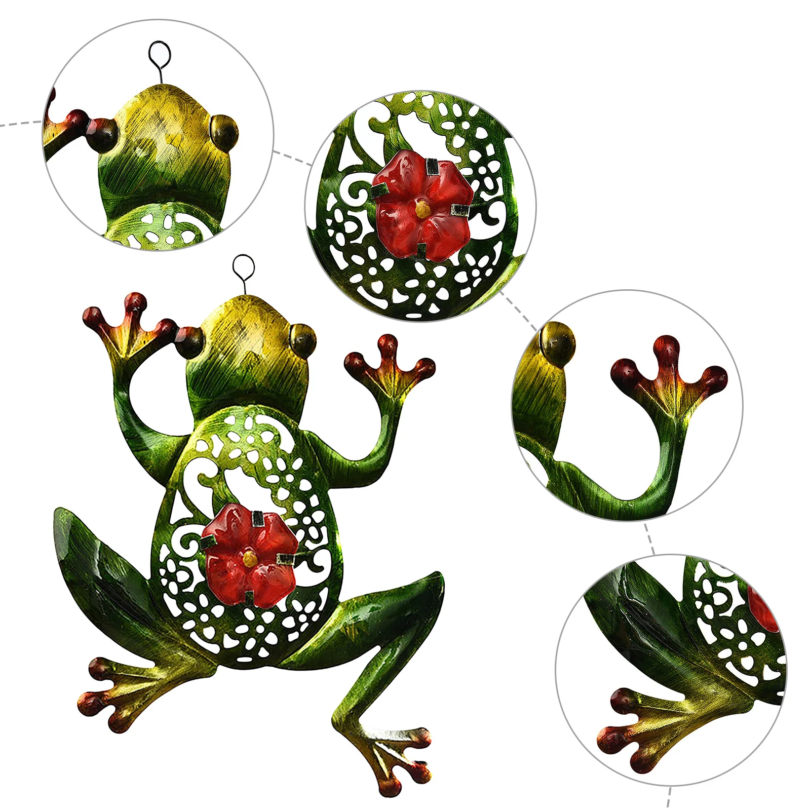 

Metal Craft Frog Wall Hanging Ornament Decoration Garden Fence Balcony Animal Hanging Decor Personality Hollow Carved Mural