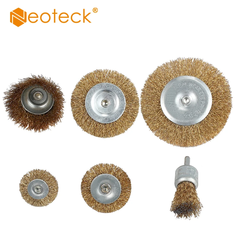 Neoteck 6 Pcs Grinding Wire Brushing Drill Pot Brush Set Disc Cordless Screwdriver 30-38-50-50-75-100 mm | Дом и сад