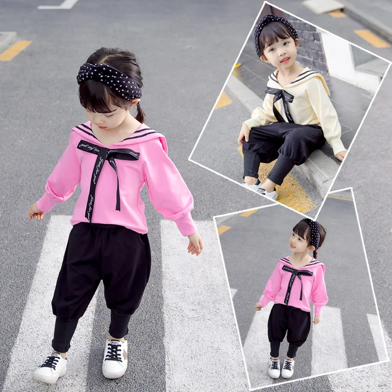 

Girl'S Suit Autumn Clothing 2019 New Style Baby Western Style Fashionable Children Korean-style Cartoon Long Sleeve Sports Two-P