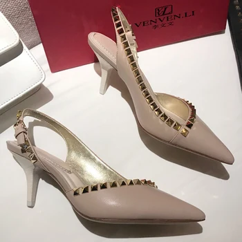 

French vvl venvenli business women's shoes most worthy classic style thick heel, square head, color matching, soft leather upper