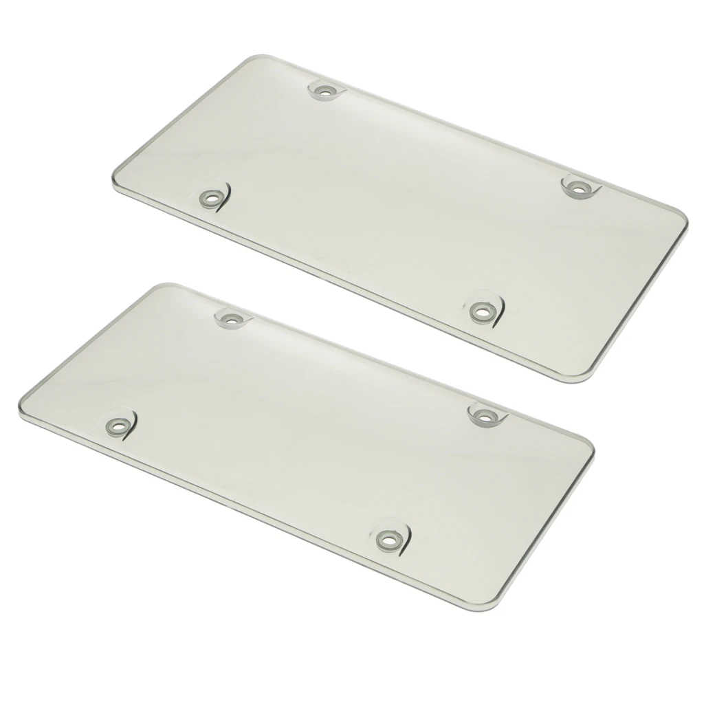2x License Plate Frame Plastic Cover Shield For US Standard Cars W/ 4 Holes