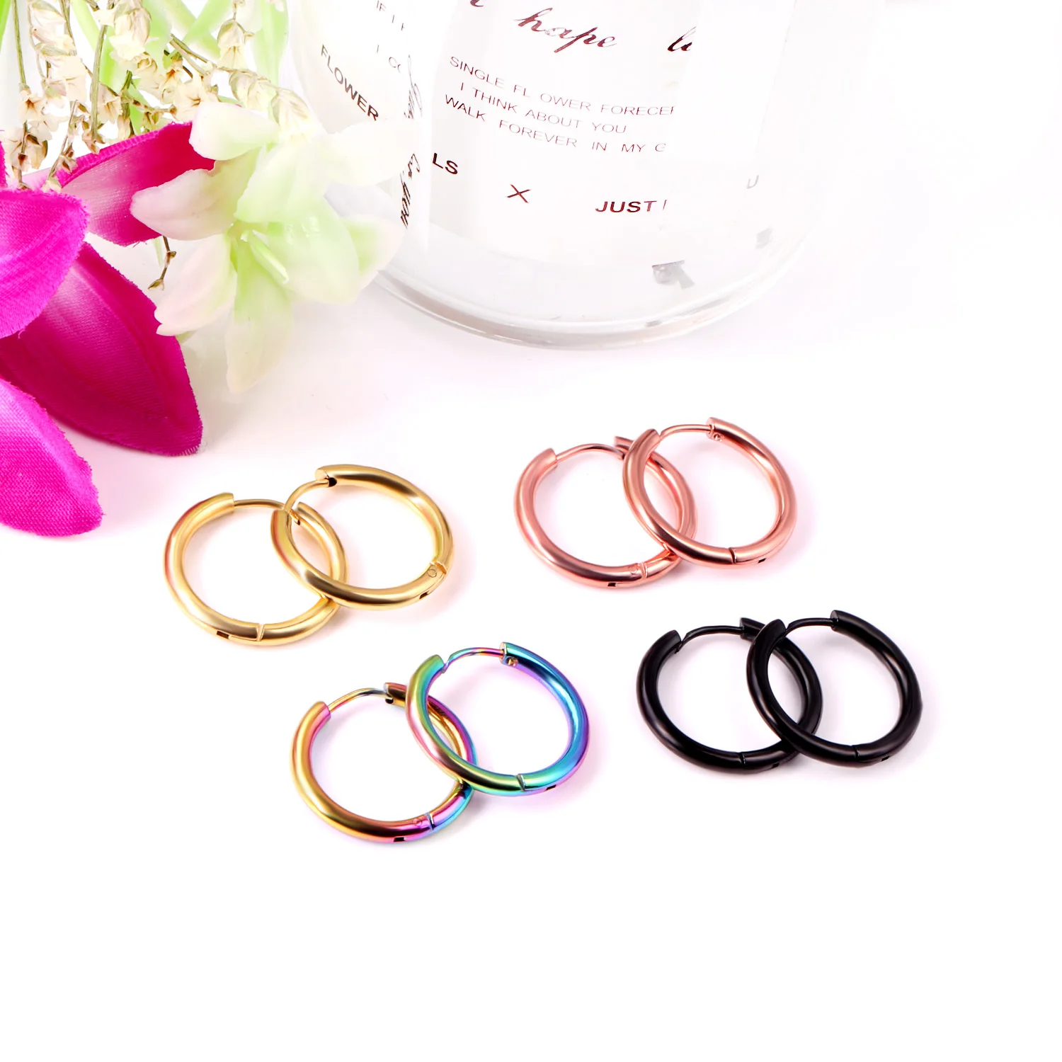LUXUSTEEL 1Pairs/2pcs Trendy Small Hoop Earrings Women Girl Coloful Round Circle Earring 2021 Anti-allergy Brinco Accessories - Image 3