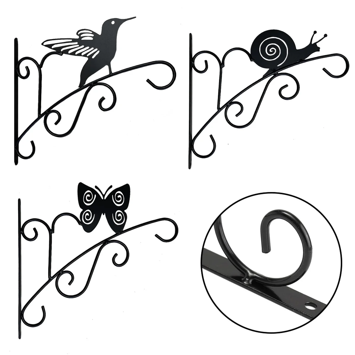 1PCS European Style Wall Hanging Wrought Iron Flower Stand Black Animal