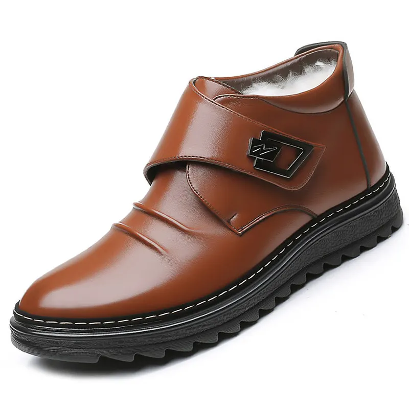 Brown Superstar/брендовые ботинки из натуральной кожи; Мужская шерстяная обувь; Дизайнерские мужские зимние ботильоны; - Цвет: Brown