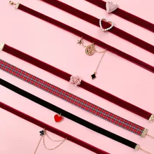 Корея жемчужная подвеска ожерелья в форме сердца любовь ожерелье кружева бархат короткая ключица ожерелье s Мода Ювелирные изделия девушка милые ювелирные изделия