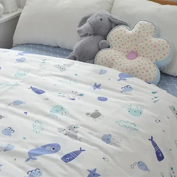 

half meter ocean fish whale print 100% cotton twill bedding fabric for children baby bed sheet bed sack cloth T1160