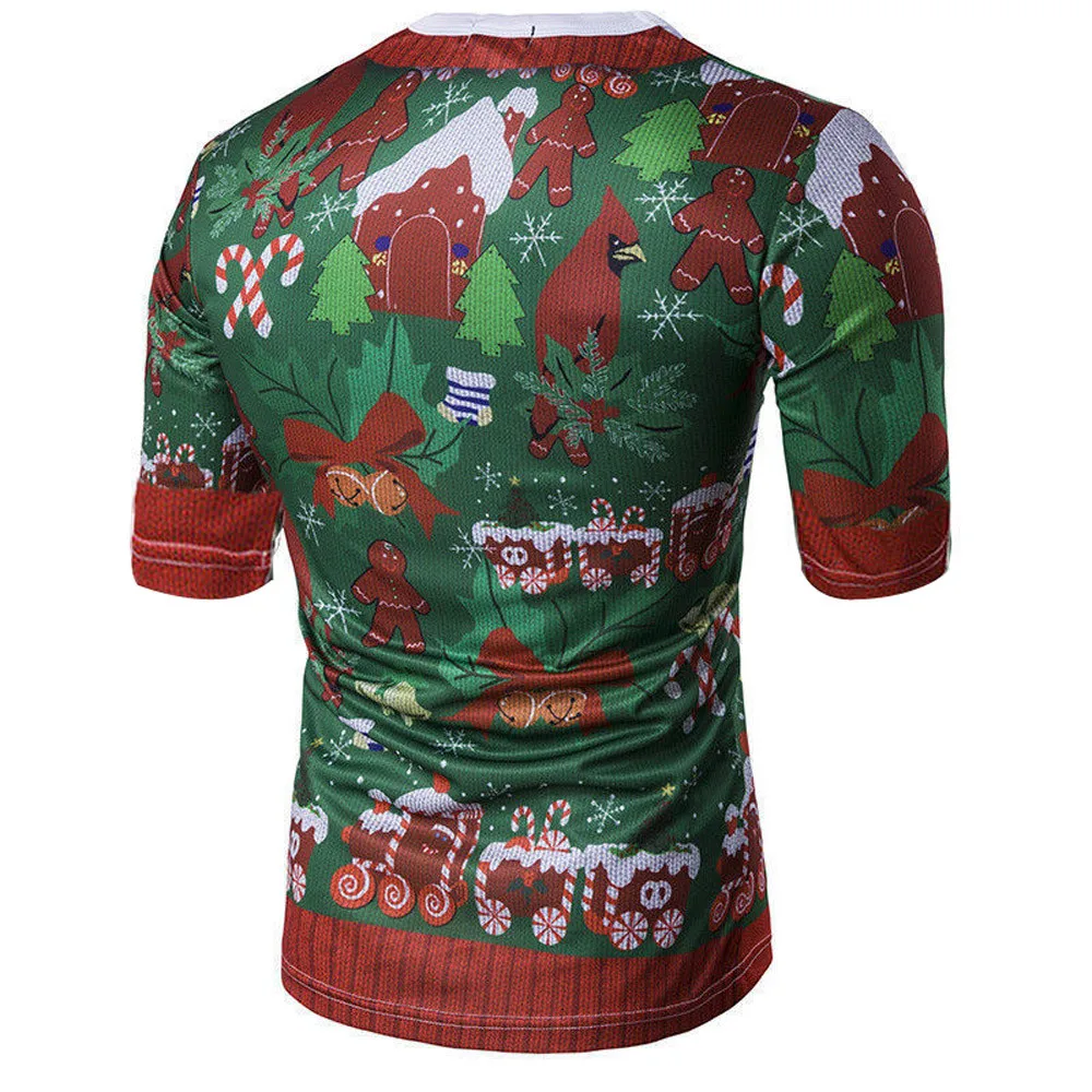 Мужская Зимняя Повседневная футболка унисекс, модный забавный мужской Рождественский костюм с принтом Санты, праздничная футболка с коротким рукавом, рождественский подарок