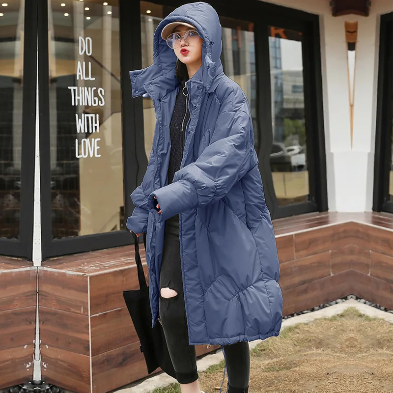 

Korean-style Dongdaemun Workwear down Jacket Women's 2019 Winter New Style Mid-length Hooded Diamond Lattice Large Size Cotton C