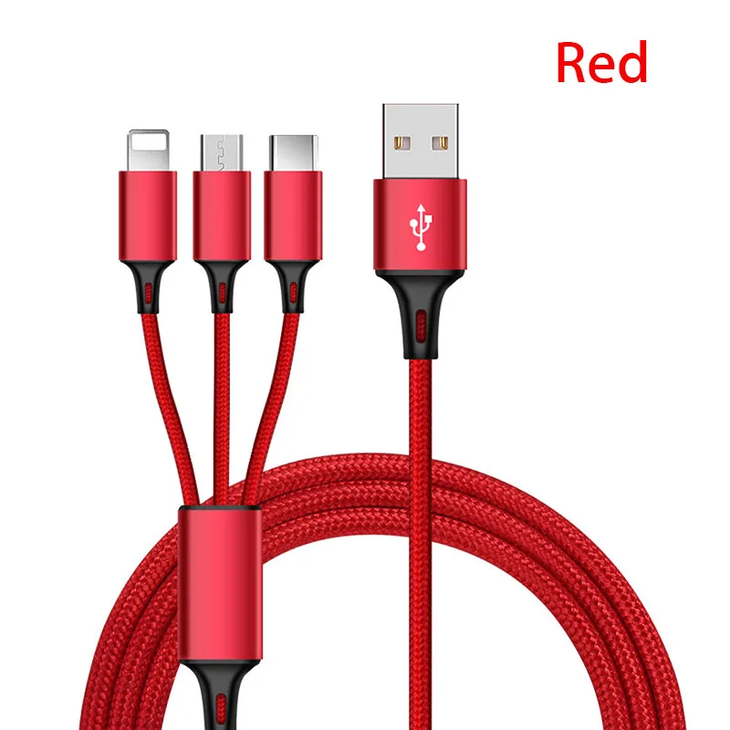 3 в 1 Micro usb type C мульти зарядное устройство кабель для huawei samsung honor Redmi meizu lenovo LG sony lenovo несколько шнуров провода кабель - Цвет: Red