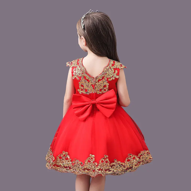 

New children's clothing party girl bow elegant wedding evening dress prom dress princess birthday children's dress 1-12T