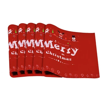 

6 Pcs Merry Christmas Placemats Non-Slip Place Mats PVC Washable Printing Table Mats for Hotel Dinner Table Decoration