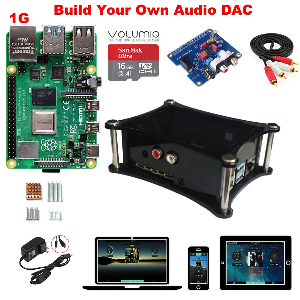 Raspberry Pi 4 Модель B+ B Plus DAC комплект D4B01 1G