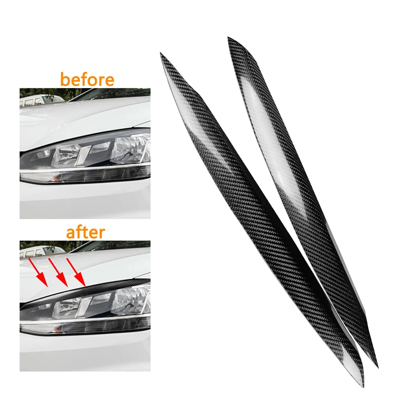 

1 Pair Carbon Fiber Eyebrow Eyelids Cover Sticker Front Headlight Replacement Accessories For Volkswagen VW Golf 7 Mk7 13-18