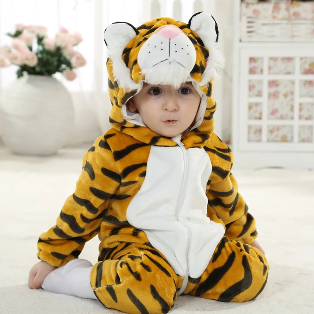 Одежда для детей; комбинезон для новорожденных; милый маленький тигровый комбинезон; одежда из мягкого хлопка для мальчиков и девочек