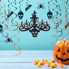 Поставка Хэллоуин спираль висячие украшения держатель лампы Мерцающий Порошок Спиральный Браслет Очаровательная лента с черепом латте искусство Хэллоуин