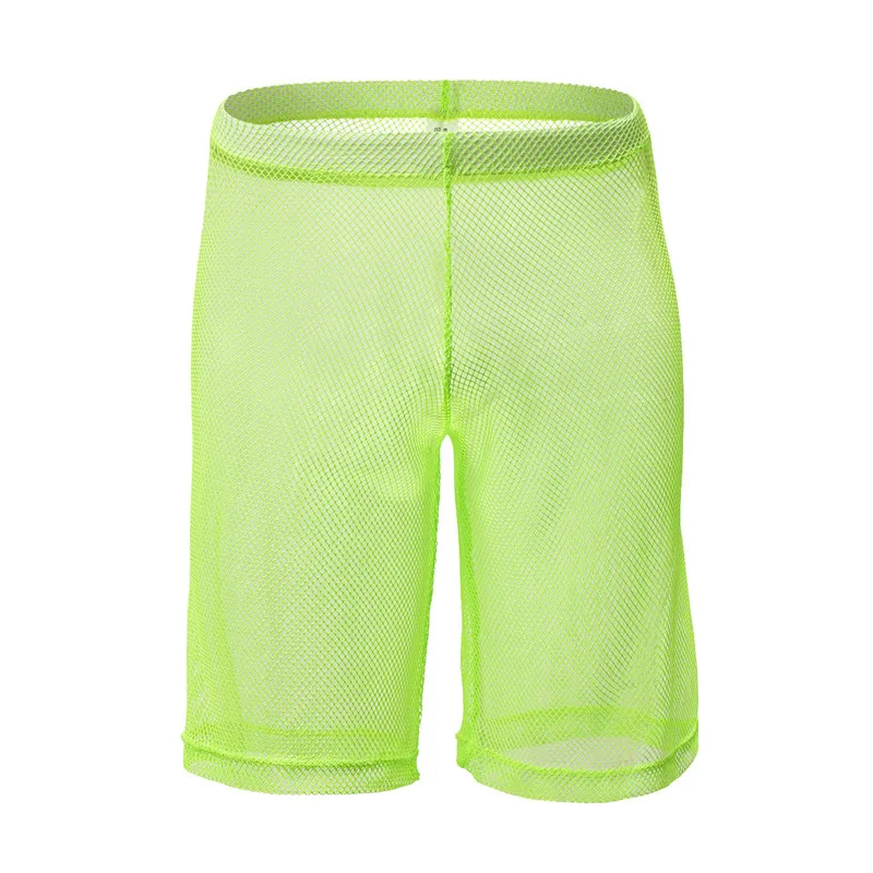 Mens Sleep Bottoms Mesh Transparent Casual Loose Fishnet Shorts Sheer Lingerie Pantalon Erotic Gay Sleepwear Slip Pyjamas Pants