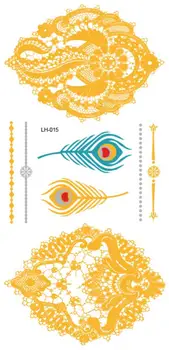 

Temporary Tatoo Fake Tattoo Sticker Feather Totem Line Tatouage Flash Metallic Gold Tatto Waterproof Tattoos For Women Girl