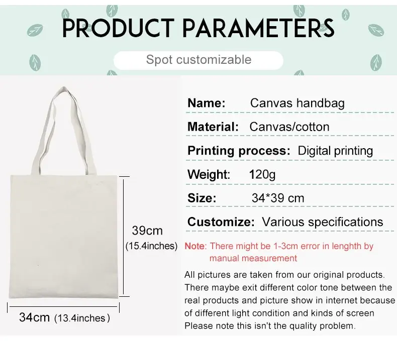 Canvas Tote Bag Halloween Handbag Custom Print Logo Text DIY Eco Reusable Recycled Shopping Bag Festival Gifts Bag