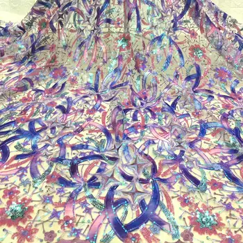

French Lace Fabric With Sequence 2020 High Quality Sequin Embroidery African Lace Fabric Beautiful Tulle Lace