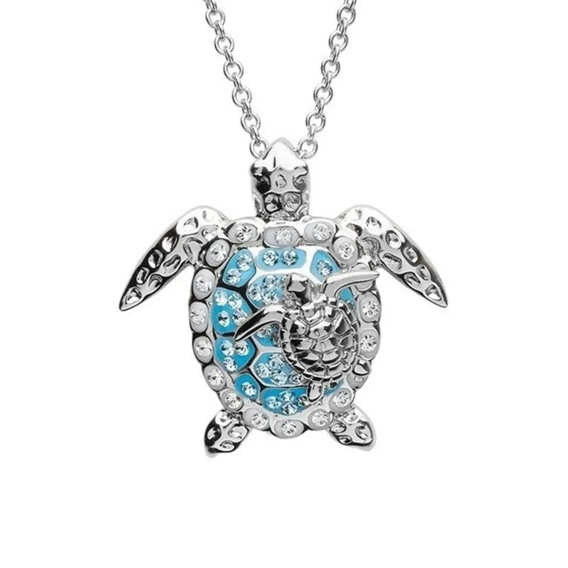 Silver Blaike, 925 пробы, серебряное ожерелье с подвеской для женщин, изысканное ожерелье с цирконием в виде океанской черепахи, ювелирные изделия для свадебной вечеринки, подарки - Окраска металла: Silver