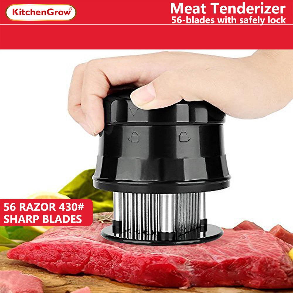 56 Needles Professional Meat Tenderizer Needles With Safety Broken Knives Stainless Steel Loose Meat Steak Kitchen Meat Hammer