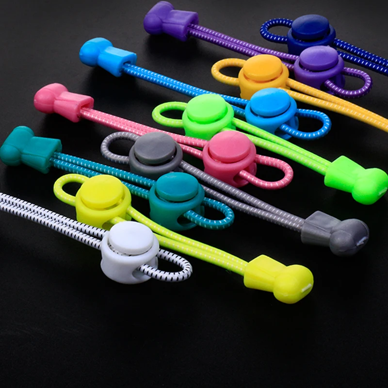 1pair Locking Shoe Laces Shoestrings Running Triathlon No tie Shoelace Sports Laces Hiking Shoelaces Children Elastic Shoelace