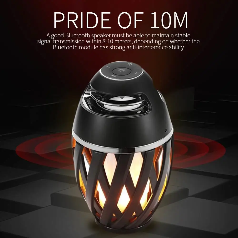 

Portable USB Rechangeable flame LED Lamp Bluetooth Speaker Outdoor Led Flame Atmosphere Lamp Atmosphere Light Music Player