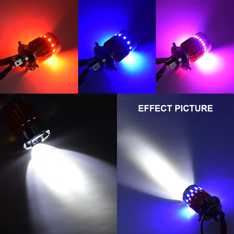 1pcs H4 LED Motorcycle Headlight Bulb HS1 LED Moto Scooter Light Hi/Lo with  Angel eye Motor Bike Headlamp led car lights 12V 24V - AliExpress