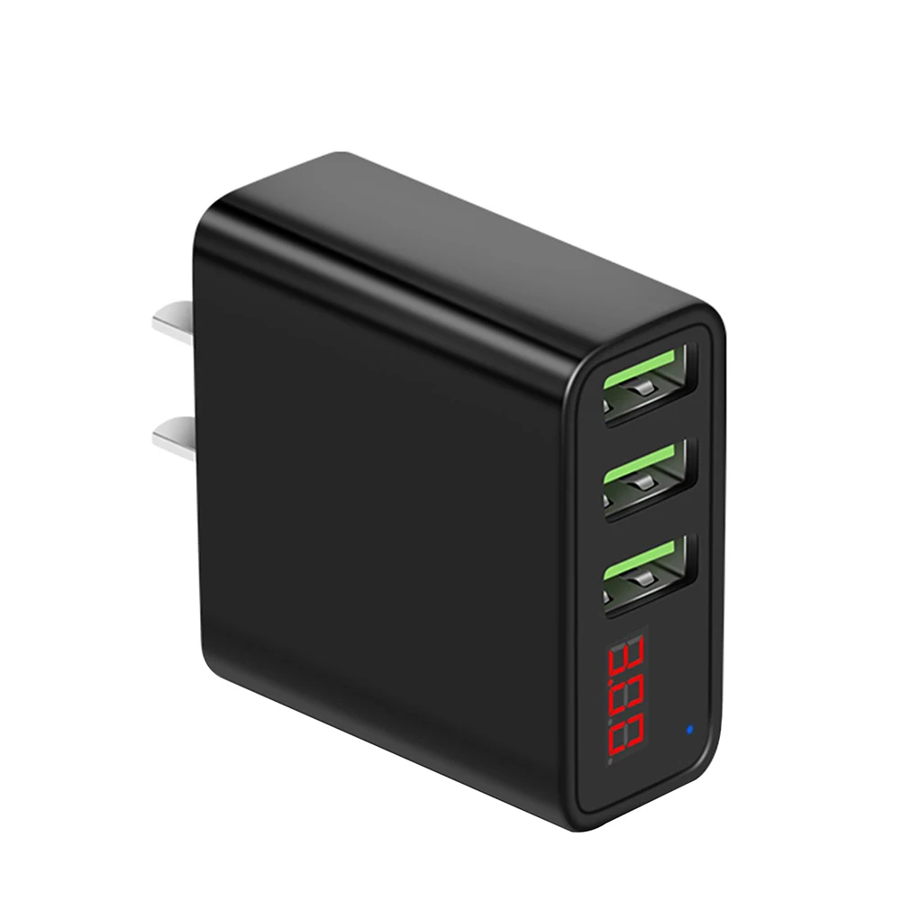 Зарядное устройство USB для телефона с цифровым дисплеем, универсальное настенное зарядное устройство для мобильного телефона с 3 портами, штепсельная вилка европейского стандарта, умное многопортовое зарядное устройство