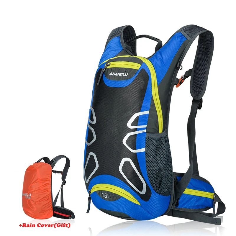 15л велосипедный рюкзак для активного отдыха для занятий спортом на открытом воздухе для верховой езды MTB гидратационный рюкзак для велосипеда велосипедный рюкзак с дождевиком, без сумки для воды - Цвет: blue