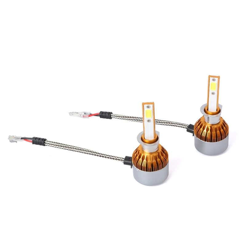 2pcs C6 светодиодный автомобильный головной светильник COB H1 36W 7600LM белый светильник золотого цвета
