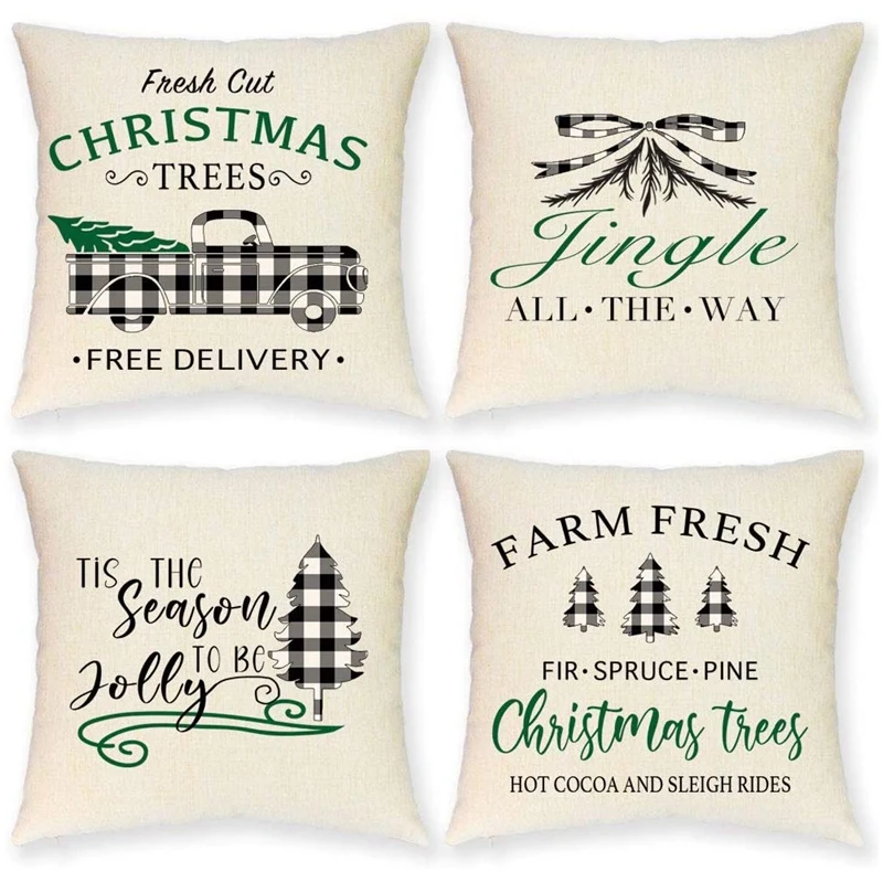 

Christmas Pillow Covers Farmhouse Buffalo Check Christmas Pillow Covers for Christmas Decor