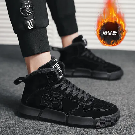 Зимняя мужская обувь; бархатные теплые зимние ботинки; хлопковая обувь больших размеров; Высокие Ботинки martin; ботинки из толстого хлопка