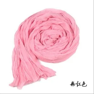 pink Хлопок и лен смешивание шарф женский 165*52 см сплошной длинный женский сплошной цвет дикие плиссированные яркие цвета женские шали шарфы - Цвет: pink