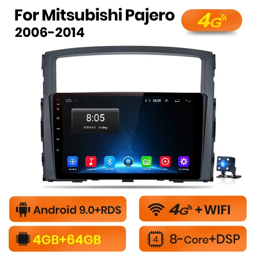 4G-WIFI (4GB-64GB) AWESAFE для Mitsubishi Pajero 2006 2007 2008 2009- автомобиль Радио Мультимедийный видеоплеер gps без 2din 2 din Android 8,1 2 ГБ+ 32 ГБ - Цвет: 4G-WIFI (4GB-64GB)