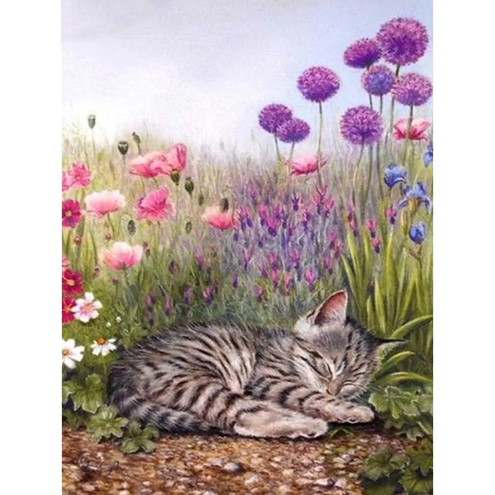 HUACAN-Diamond-Painting-Scenery-With-Square-Rhinestones-Diamond-Embroidery-Cross-Stitch-Sale-Diamond-Mosaic-Cat-Cartoon