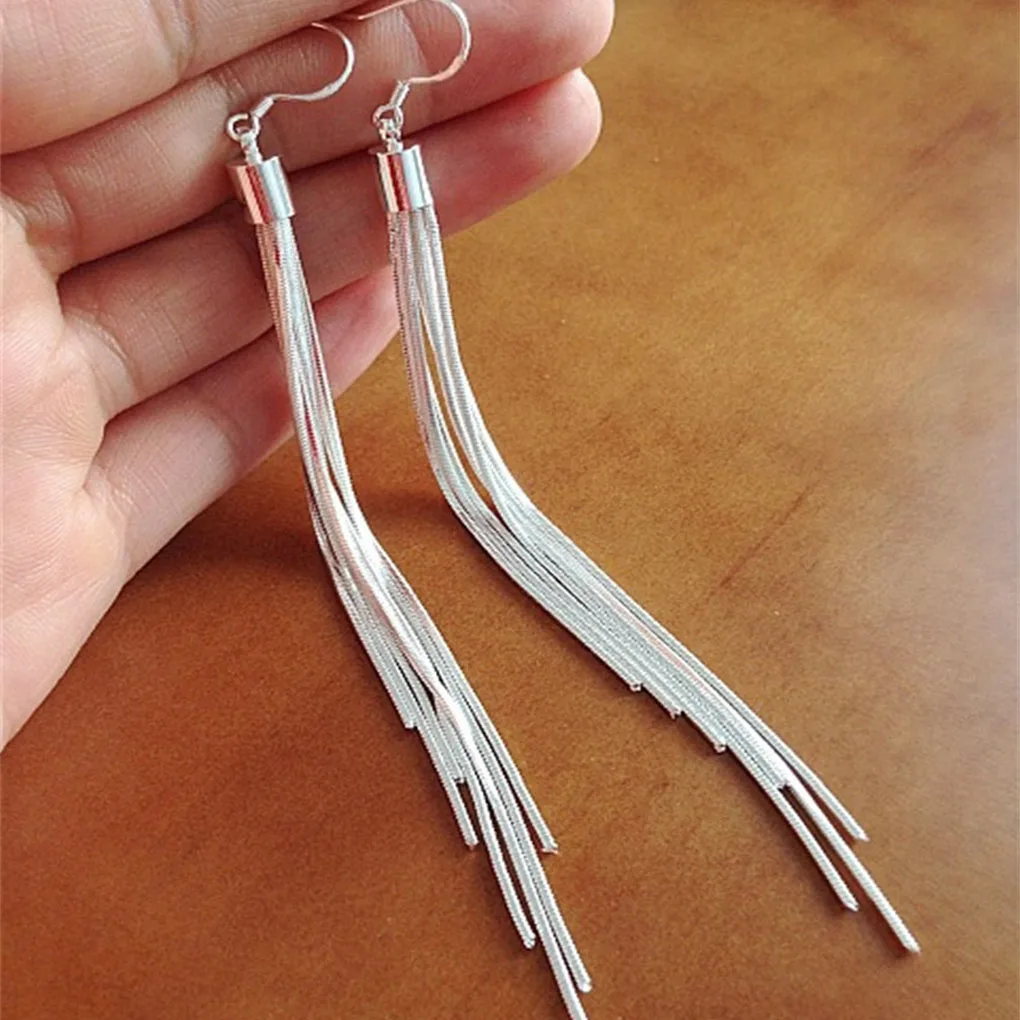 Tassel Women Girls Earrings Ear Studs Jewelry Silver Plated Multi Layers Jewerly Fashion Accessories | Украшения и аксессуары